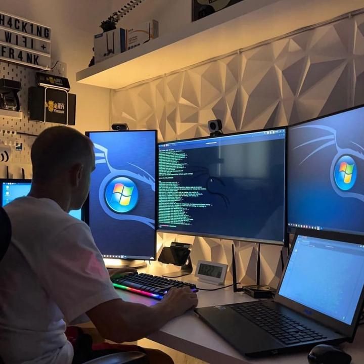 Security engineer working across multiple monitors