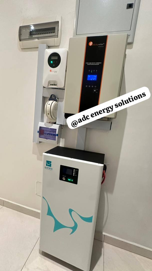 Solar inverter and lithium battery mounted on wall