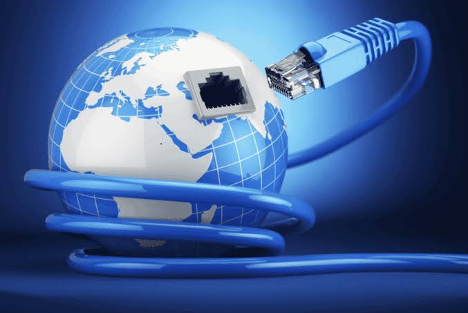 Network cable connected to a globe illustration